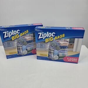 Ziploc Big Bags Jumbo 20 Gallon Size 3 Count 24"x32"x7" Stand & Fill - 2 Boxes